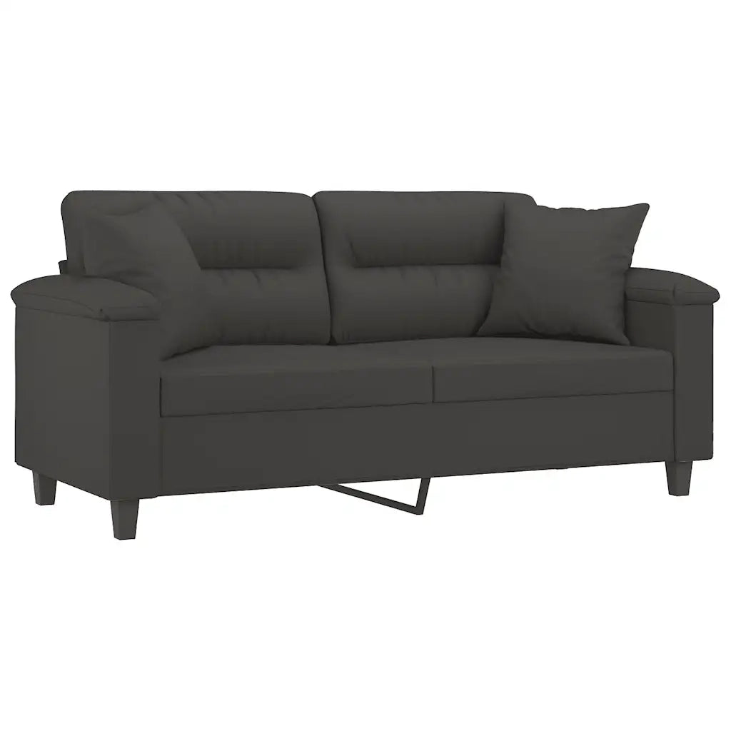 Divano a 2 Posti Cuscini Grigio Scuro 140cm Tessuto Microfibra 3153271