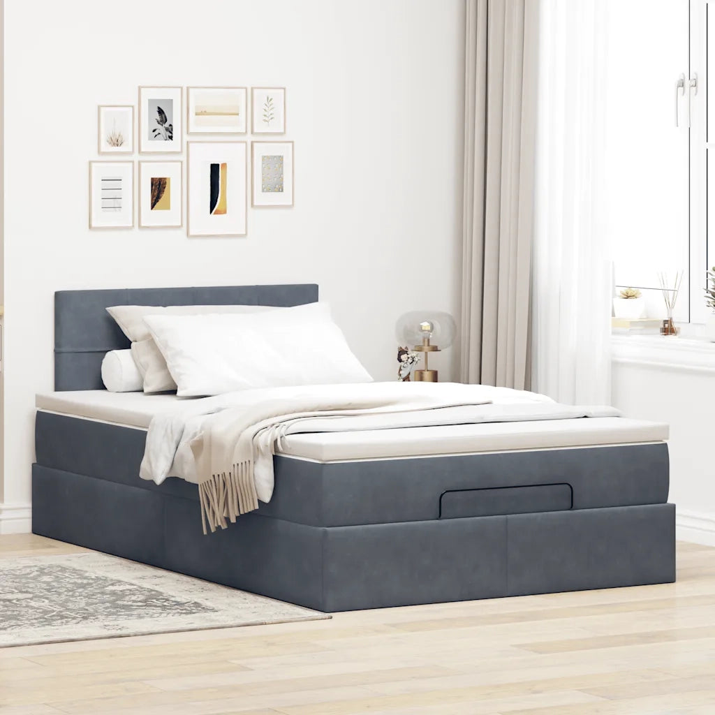 Pouf Letto con Materasso e LED Grigio Scuro 120x190cm Velluto 3312609