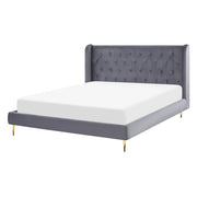 Letto matrimoniale in velluto grigio 140 x 200 cm design moderno