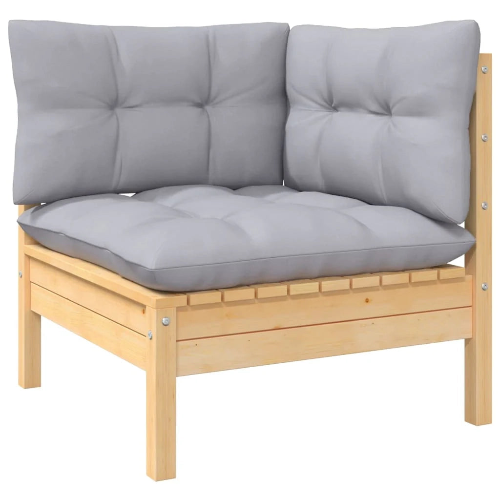 Set di mobili da giardino mobili da esterno 8 pezzi con cuscini grigi legno di pino massiccio 02_0017580