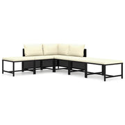 Set Divani da Giardino 6 pz | Set Salotto da Giardino con Cuscini in Polyrattan Nero