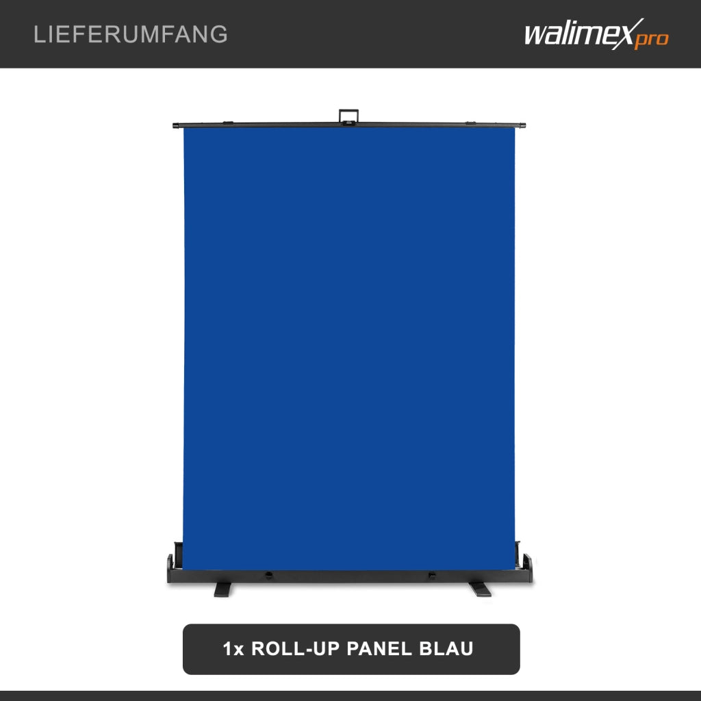 Fondale fotografico a rullo blu 165 x 220 cm, sfondo avvolgibile con supporto, sistema per studi fotografici, pannello ingualcibile per fotografia