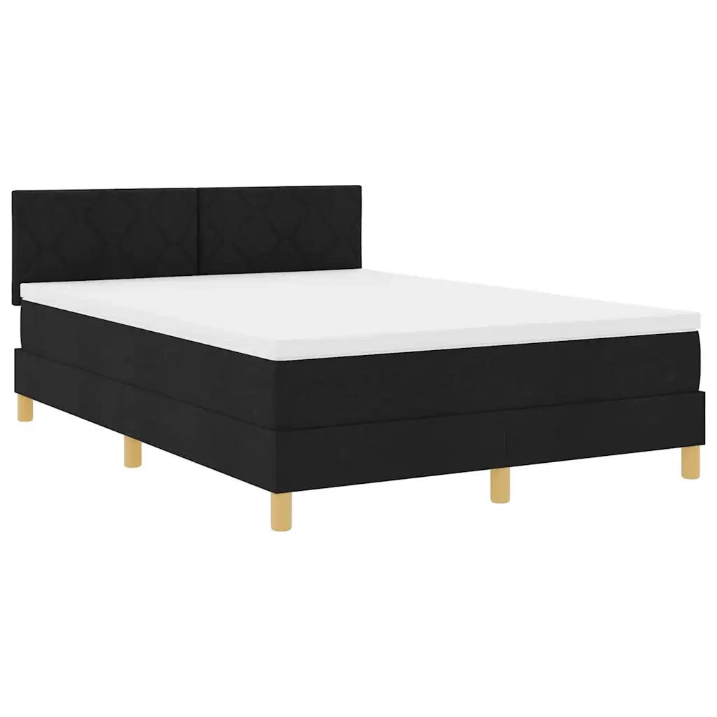 Letto a molle con materasso Nero 140 x 190 cm Tessuto 3338995