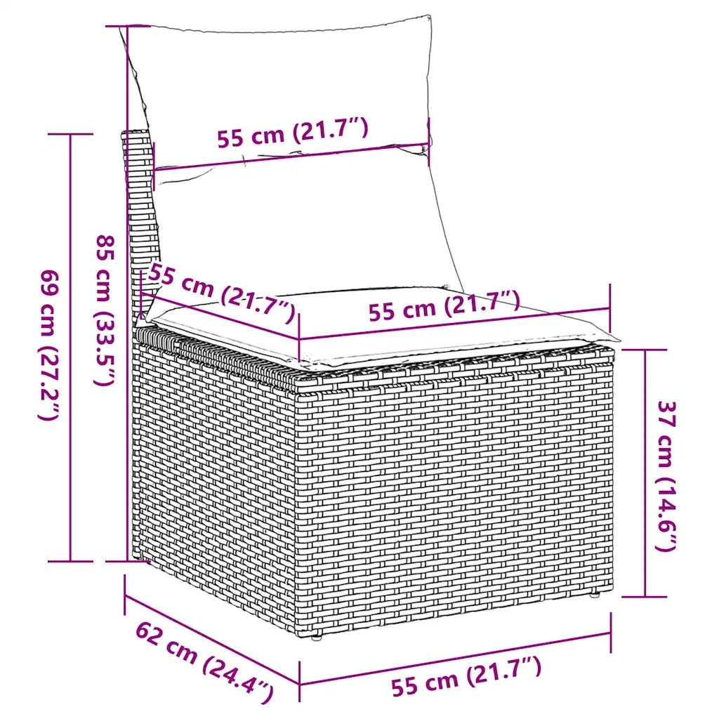 Set Divani da Giardino 9pz con Cuscini Marrone in Polyrattan 3219413