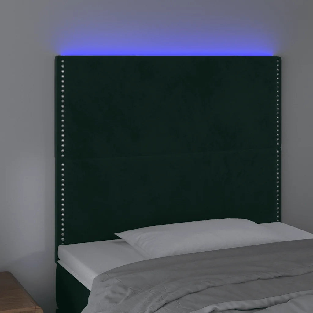 Testiera a LED Verde Scuro 100x5x118/128cm in Velluto 3122329
