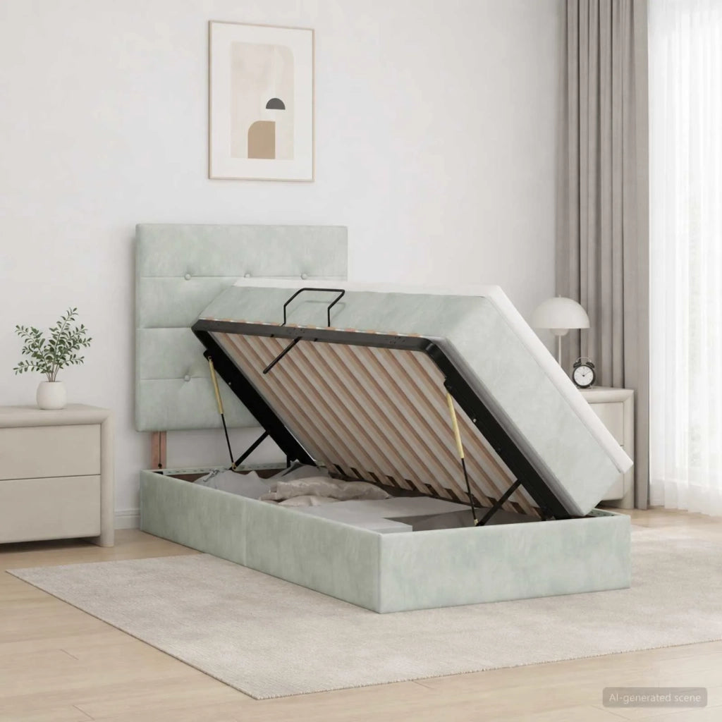 Letto con contenitore LED e materasso Grigio Chiaro 3460110