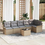 Set Divano da Giardino con cuscino 7 pcs Beige polyrattan