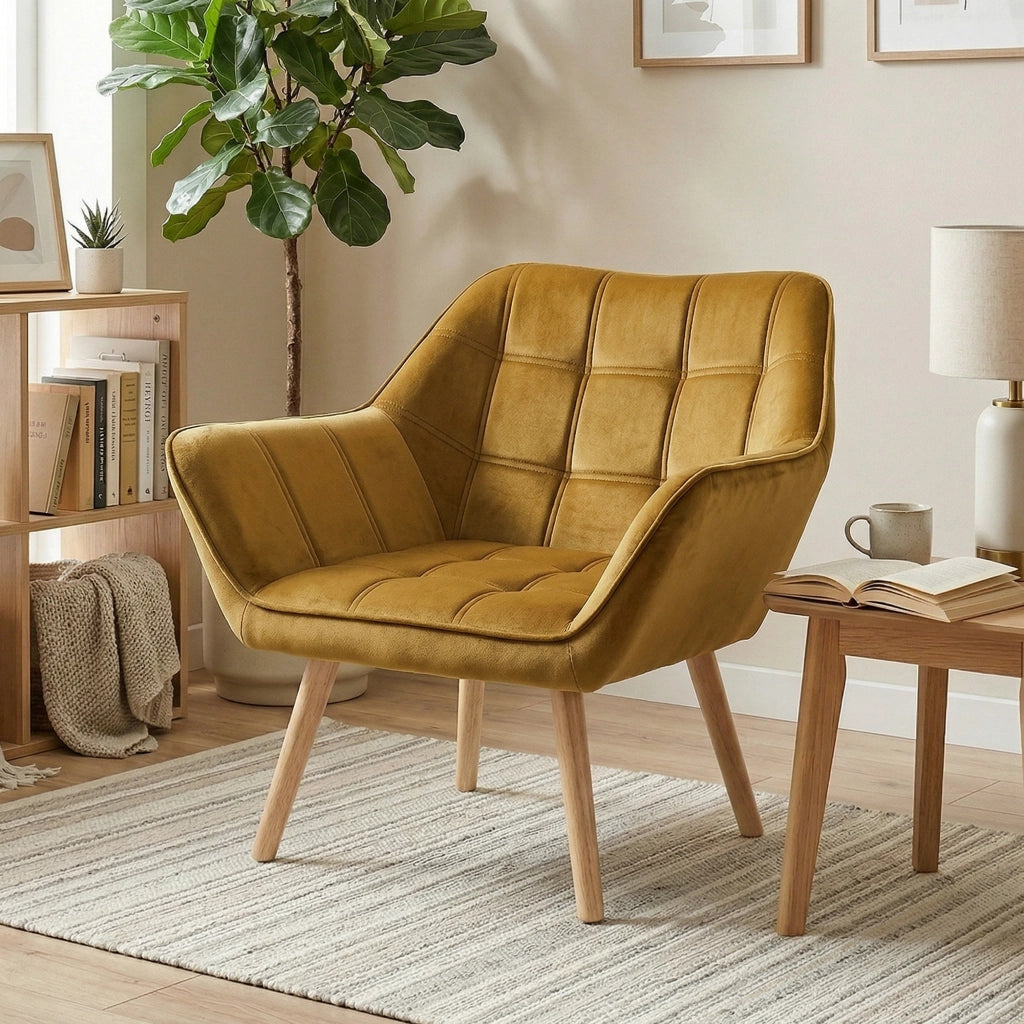 Poltrona ¨C Minimal ¨C Tessuto Velluto Giallo