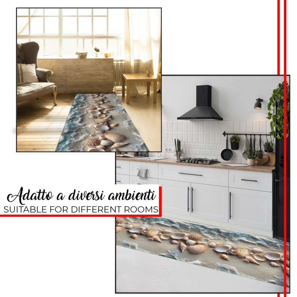 Tappeto Cucina Pvc 51x120 cm Morbido Passatoia Antimacchia Gomma Antiscivolo Flessibile Spiaggia