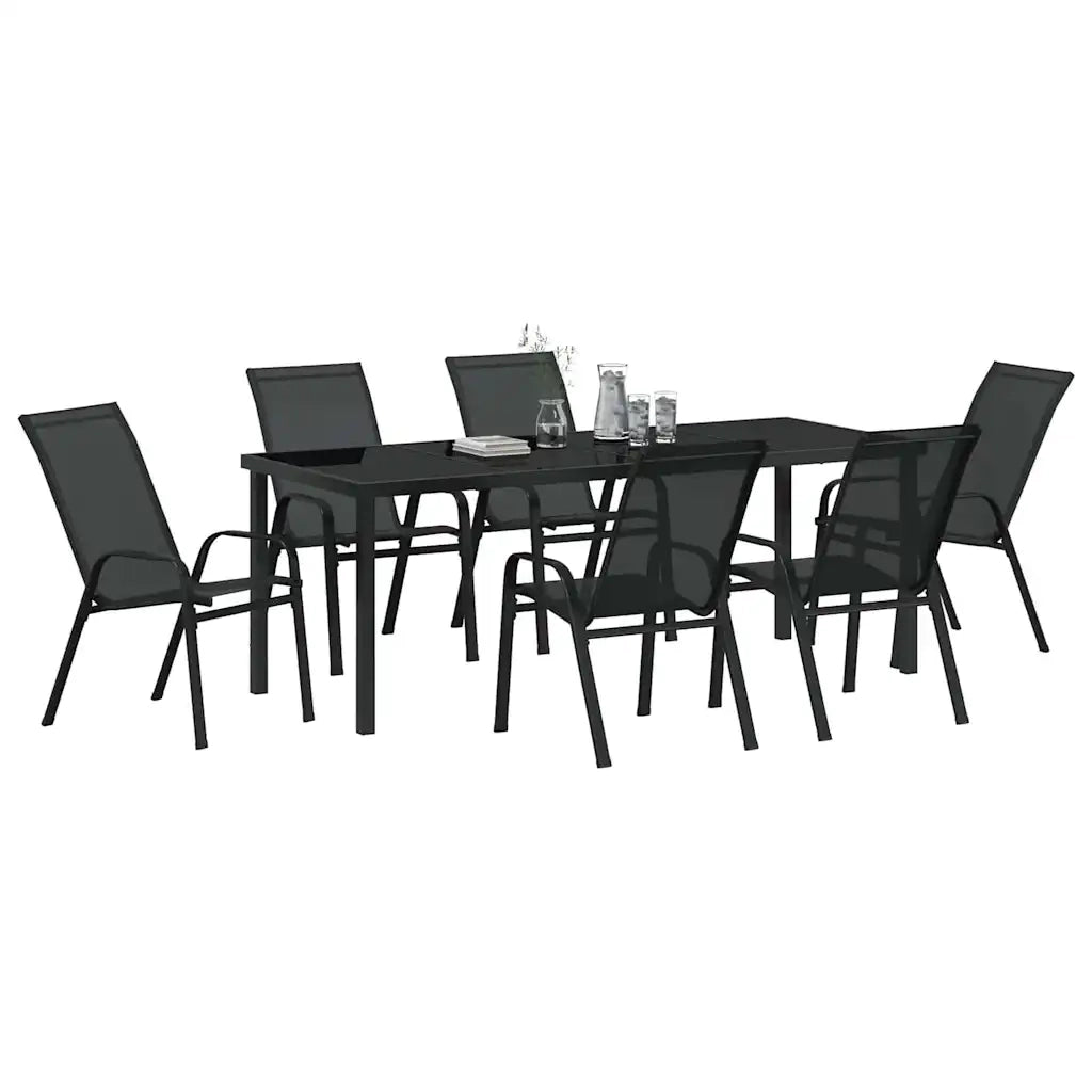 Set da Pranzo per Giardino 7 pcs Nero 3379119