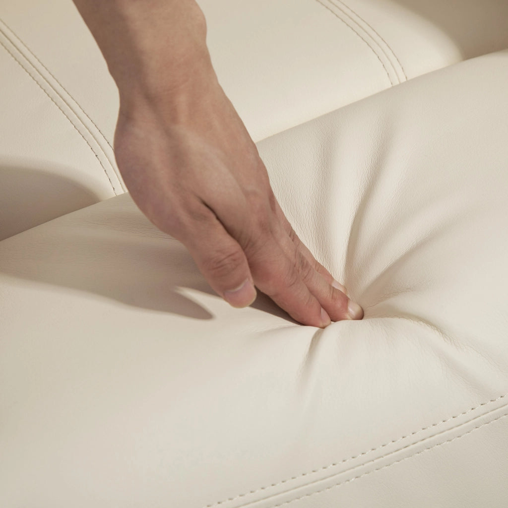 Poltrona Elettrica Reclinabile Alzapersona ¨C Minimal ¨C in Pelle, Bianco Crema