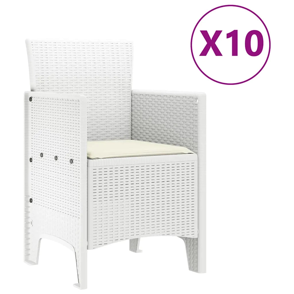 Set da Pranzo per Giardino con cuscino 11 pcs Bianco 3378766