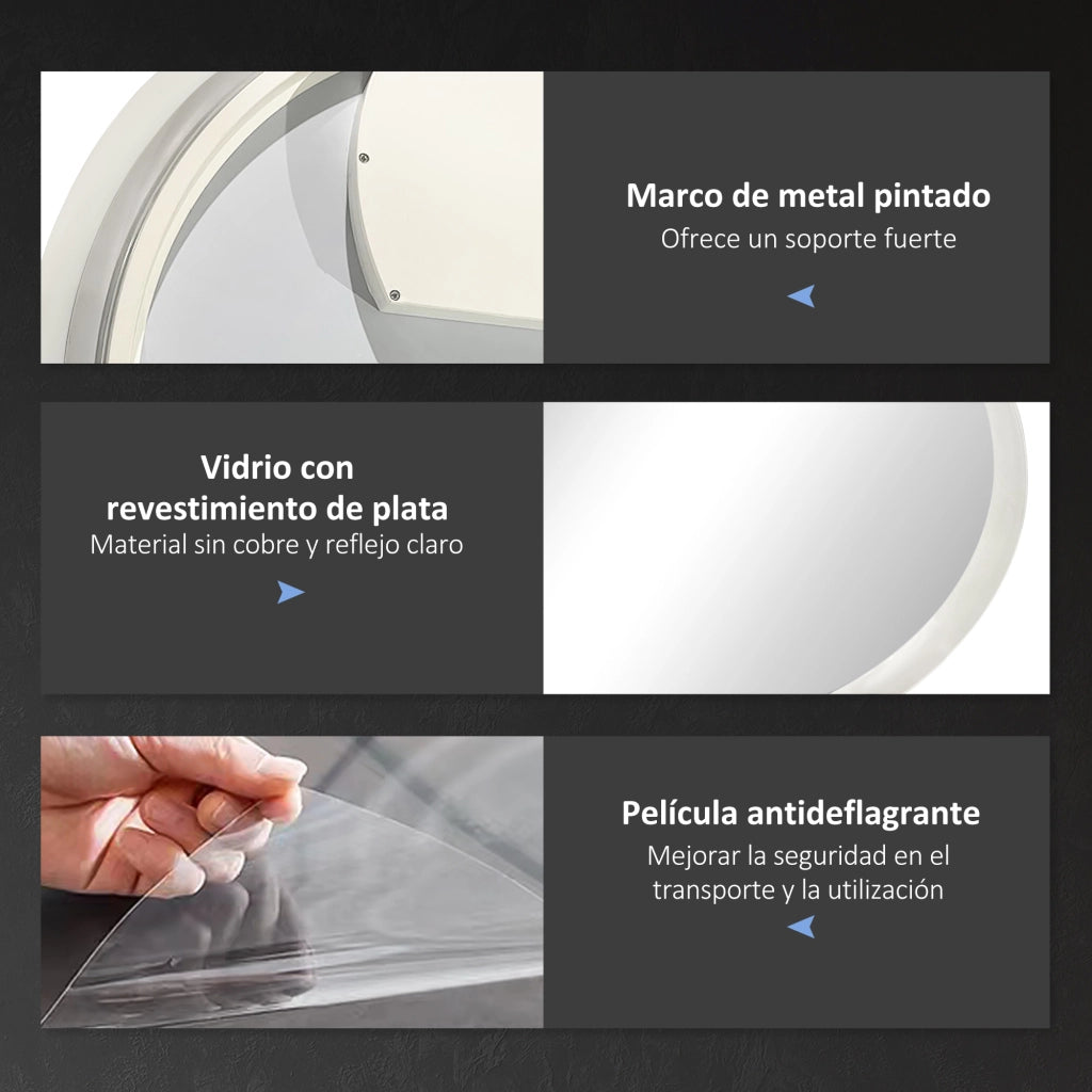 Specchio Bagno Rotondo LED 70x70cm ¨C Xylo ¨C Antiappannamento 3 Luci Touch