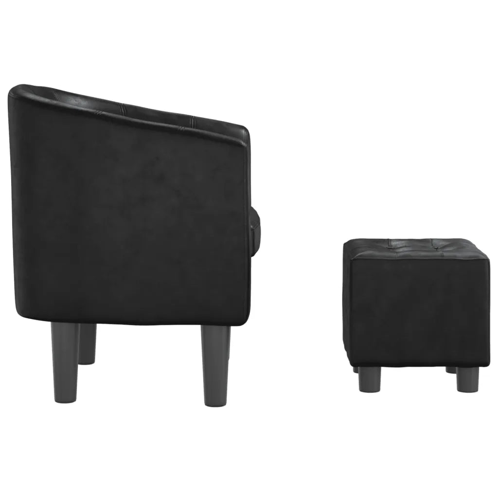 Poltrona Cabriolet e Poggiapiedi Nera Similpelle 356491