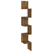 Mensola Muro | Mensola a parete Angolo Rovere Fumo 20x20x127,5cm Truciolato