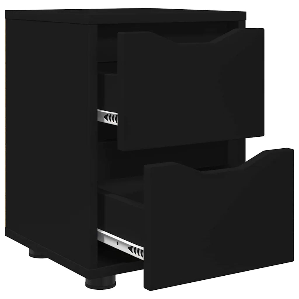 Set di 2 Comodini | Armadio da Notte | Mobiletto da notte Nero 30,5 x 30 x 43 cm Legno multistrato