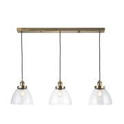 Lampada a sospensione industriale ottone anticato vetro 3xE27