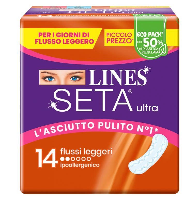 LINES SETA ULTRA ASSORBENTI PER FLUSSI LEGGERI 14 PEZZI