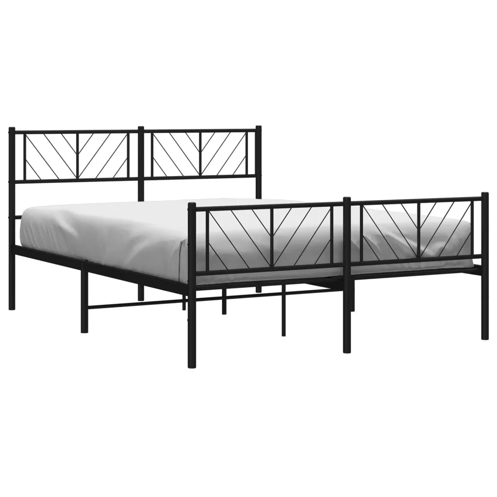Giroletto con Testiera e Pediera Metallo Nero 140x190 cm 372197