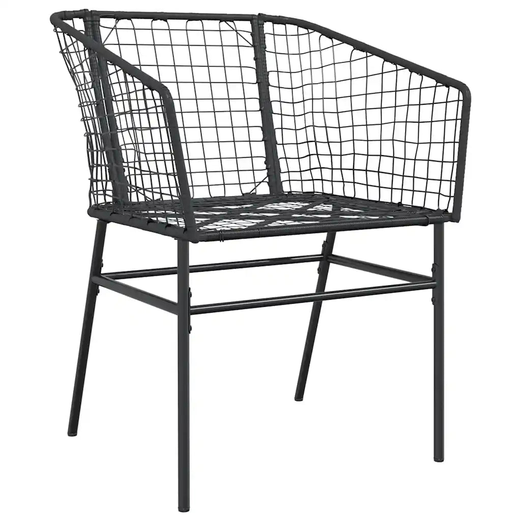 Set Pranzo da Giardino 7 pz Nero Polyrattan Vetro 3334489