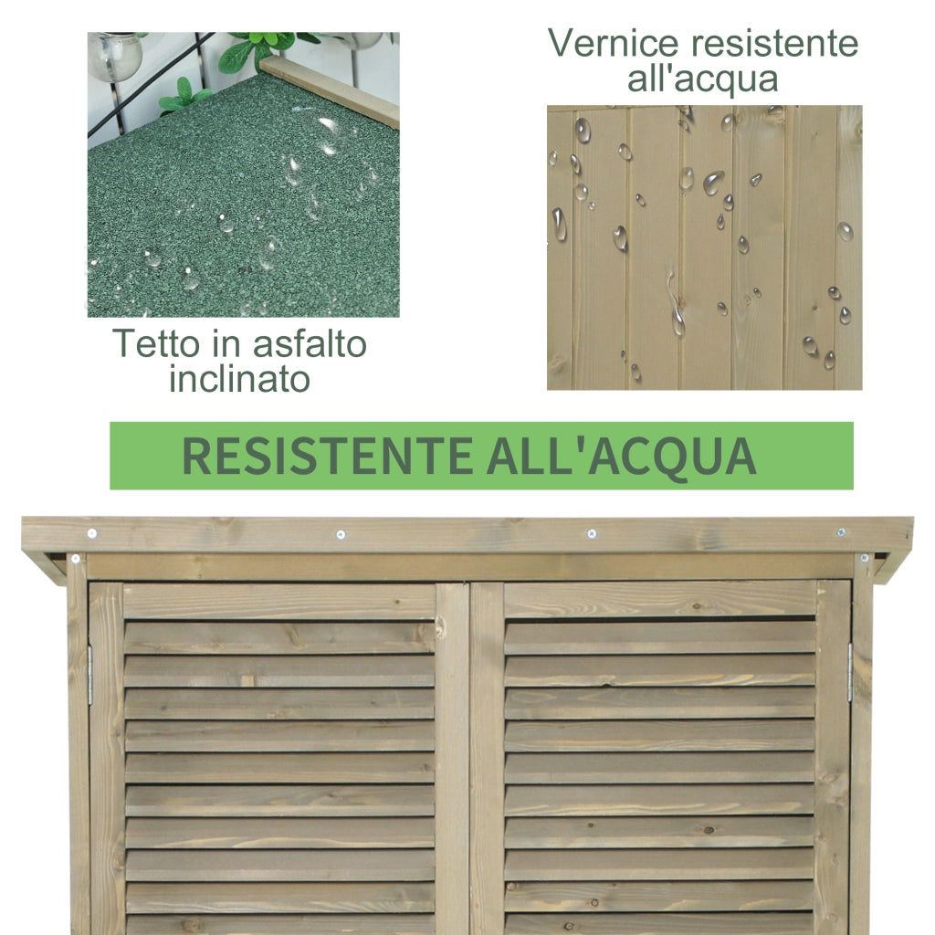 EasyComfort Casetta in Legno da Giardino con Tetto Impermeabile, Armadio da Esterno Porta Attrezzi da Giardino con 4 Scompartimenti, 87x46.5x160cm, Grigio