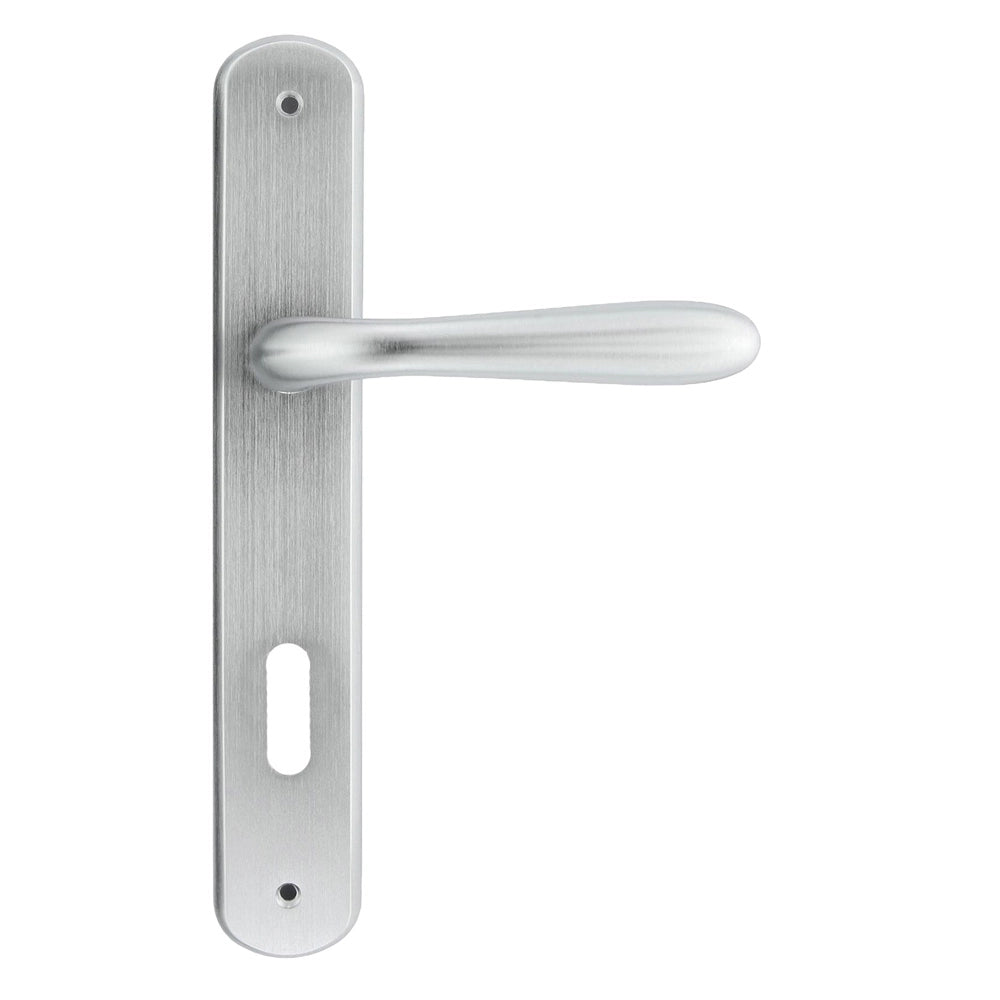 MANIGLIA 'GOCCIA' CON PLACCA  Col. Cromo satinato - Interasse 90 mm