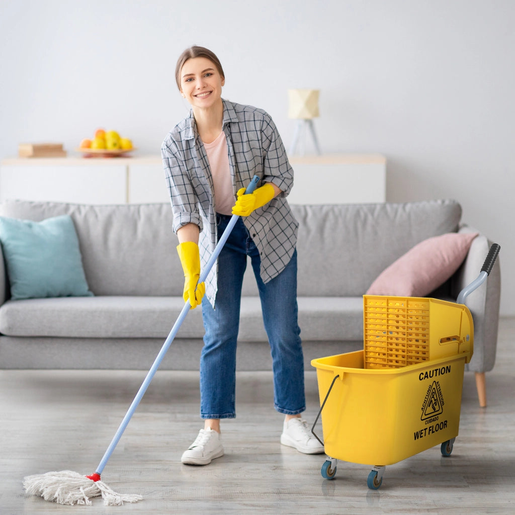 Secchio Lavapavimenti Professionale 20L con Mocio e Strizzatore Giallo