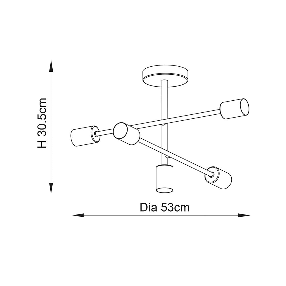 Plafoniera loft nera opaca Studio Endon 5xE27 40W metallo