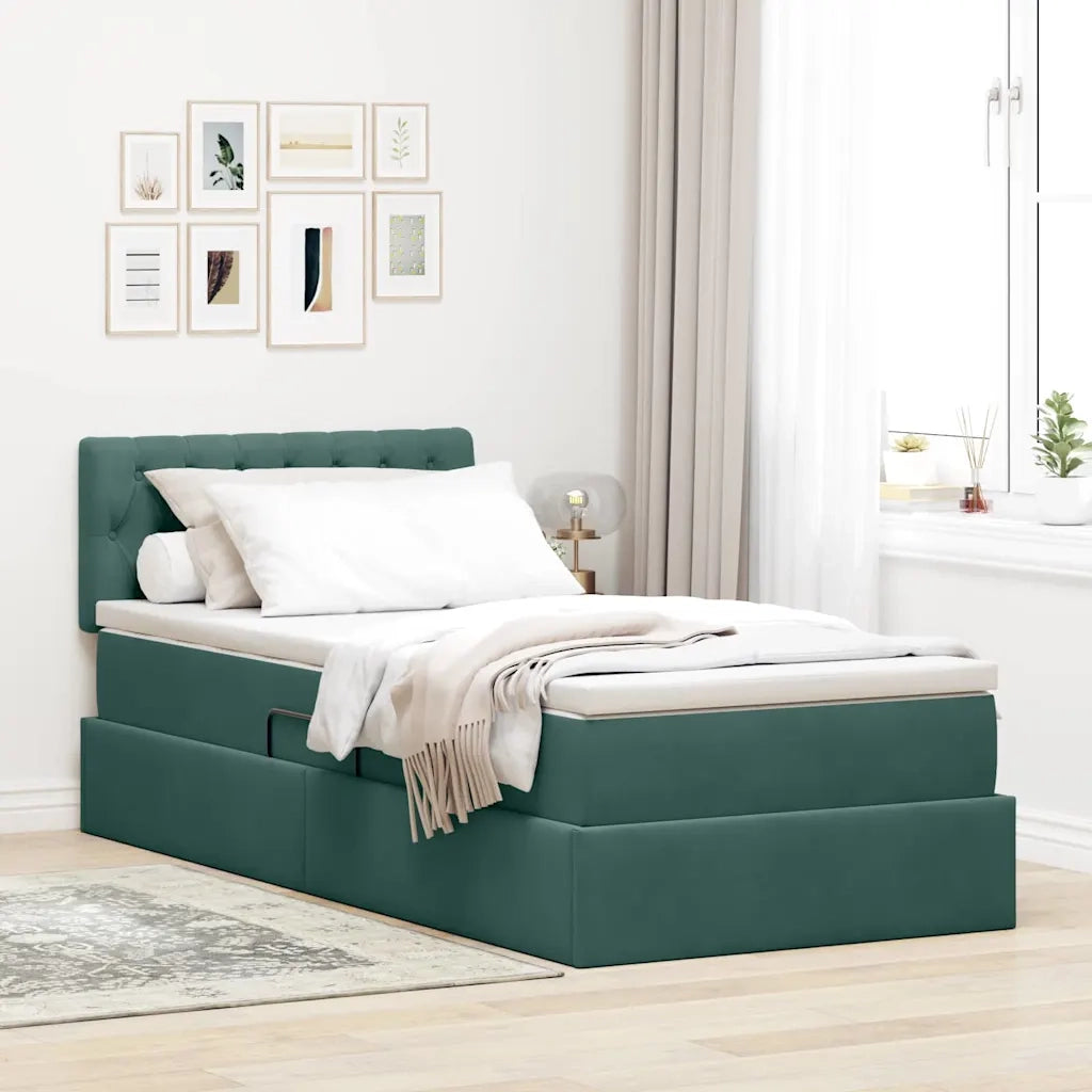 Letto con Contenitore Verde Scuro 100 x 200 cm Velluto