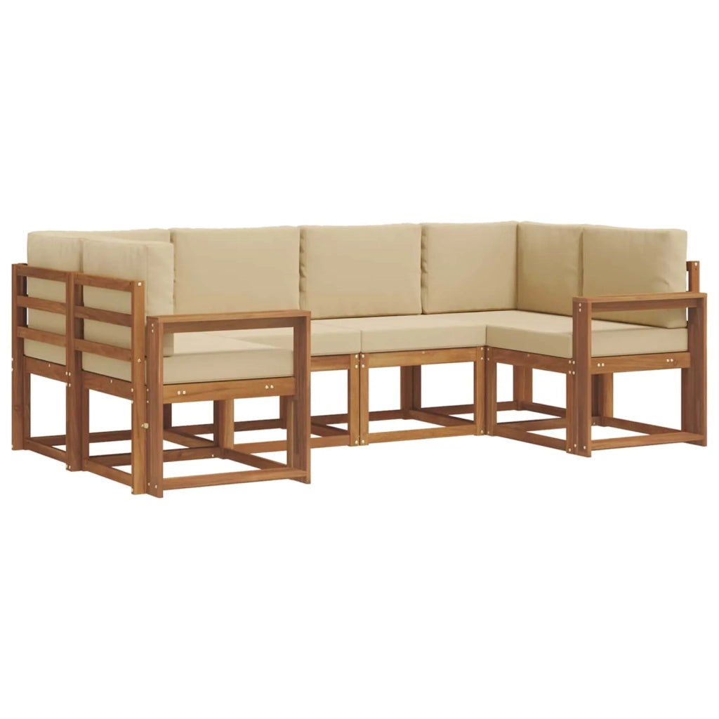 Set di divani da esterno con cuscino 6 pcs Naturale e Beige 3366891