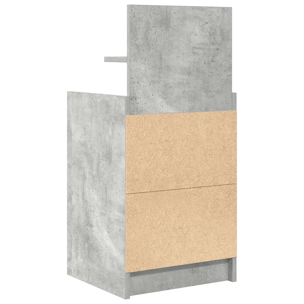 Comodino con 2 Cassetti Grigio Cemento 38x34x80 cm 861361