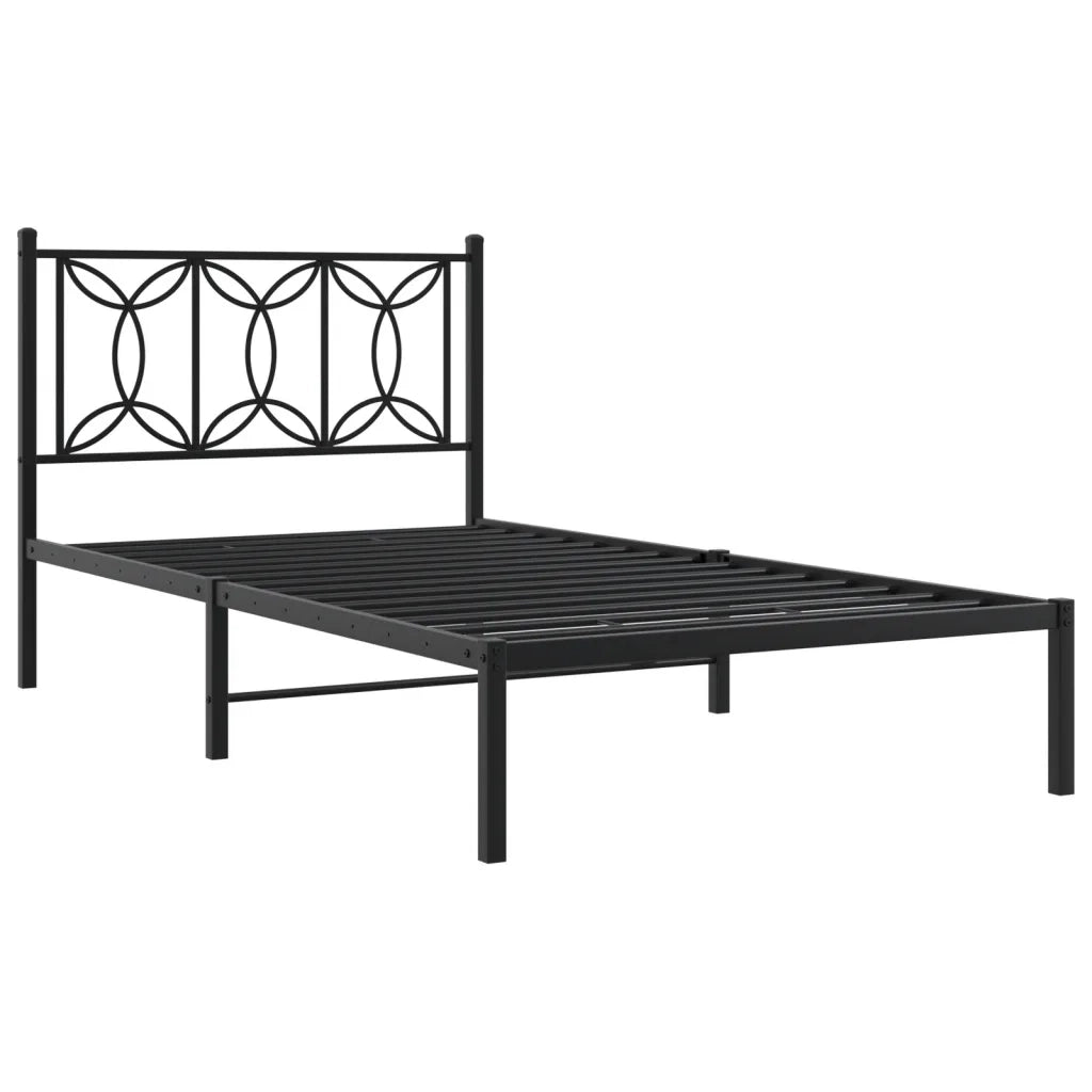 Giroletto con Testiera Metallo Nero 100x200 cm 376123