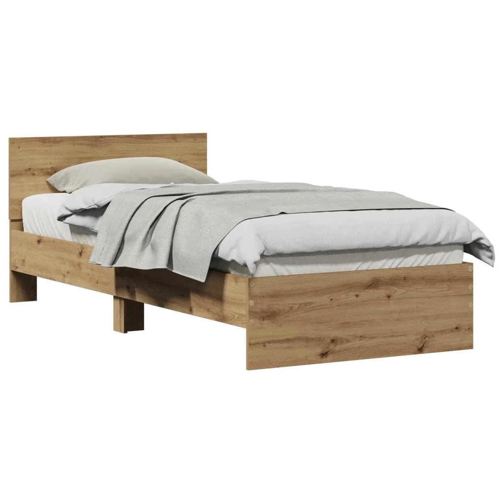Struttura del letto con testiera Rovere artigianale 75 x 190 cm 871661