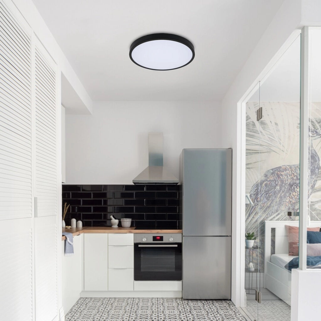Plafoniera LED Rabalux Alenzo 42cm nera 36W IP44 con telecomando
