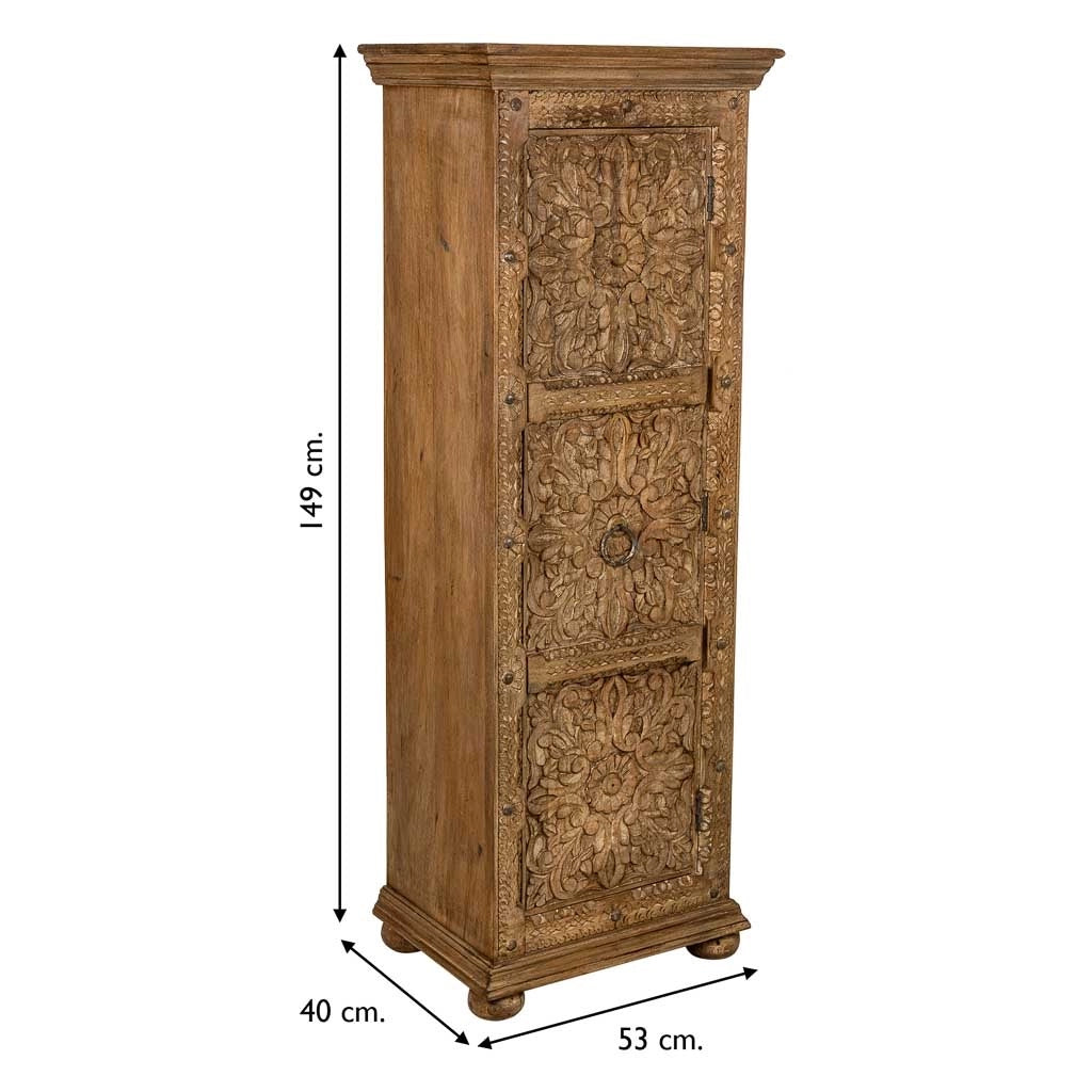 Armadio artigianale in legno marrone, 53x40x149h cm