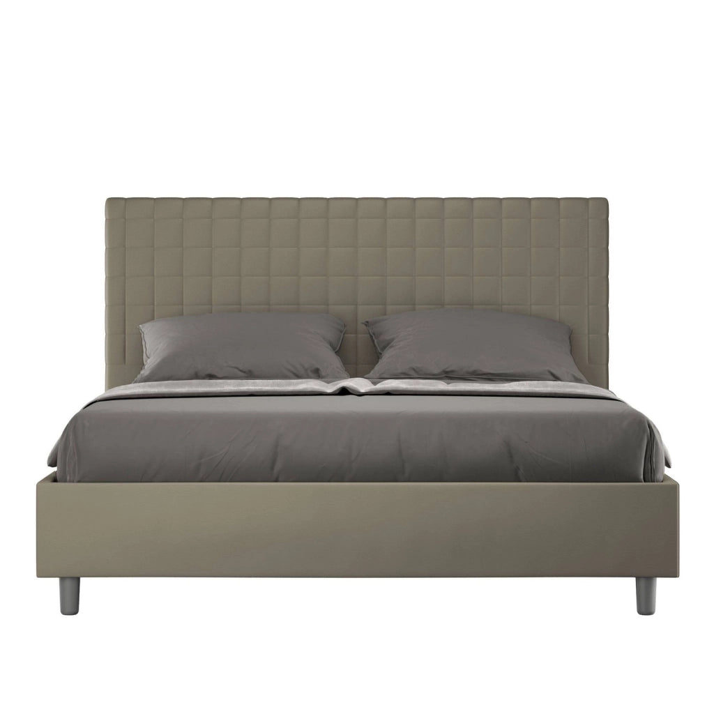 Letto matrimoniale king size con rete imbottito 170x190 similpelle cappuccino Sunny