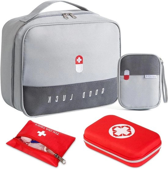 Set di Primo Soccorso 4 pezzi - Kit Medico Portatile per Emergenze in Casa, in Auto, in Campeggio o durante le Escursioni