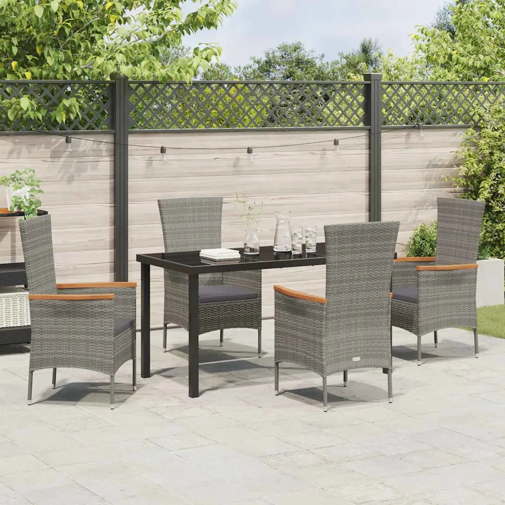 Set da Pranzo per Giardino con cuscino 5 pcs Grigio 3379431