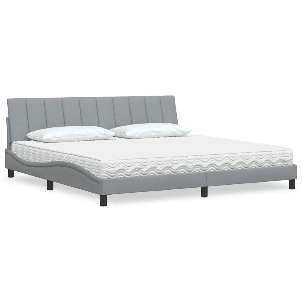 Letto con Materasso Hanko Grigio Chiaro 200x200 cm in Tessuto 3310552