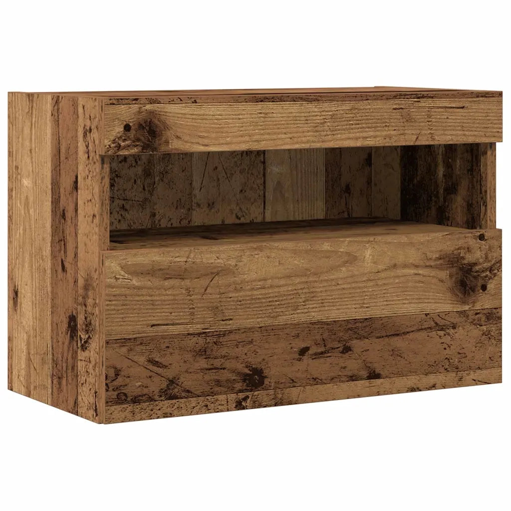 Mobile TV da parete con LED 2 pcs Legno vecchio 60 x 30 x 40 cm 862207