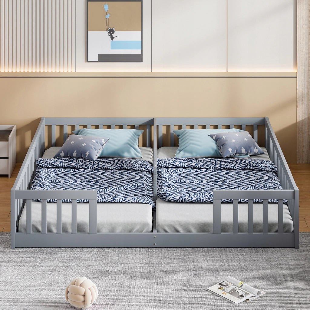 Letto a pannelli 90x200 - Xylo - Grigio con sponda