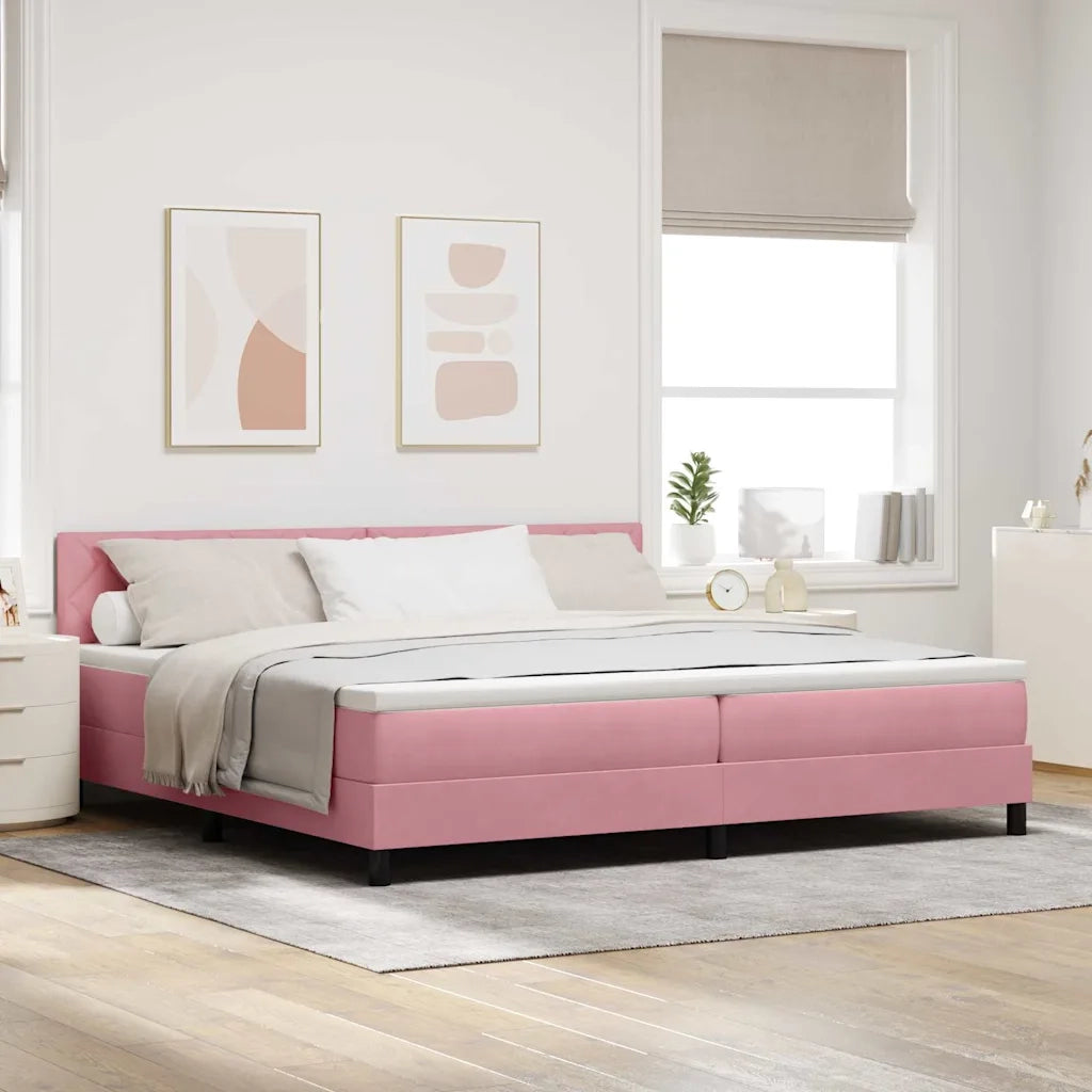 Letto a Sorgente LED con materasso Rosa 200 x 200 cm Velluto 3342745