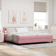 Letto a Sorgente LED con materasso Rosa 200 x 200 cm Velluto 3342745