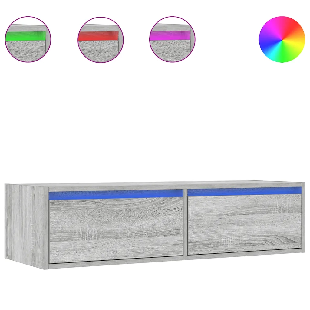 Mobile Porta TV con Luci LED-Mobile per TV-Credenza TV Grigio Sonoma 100X35,5x25 cm