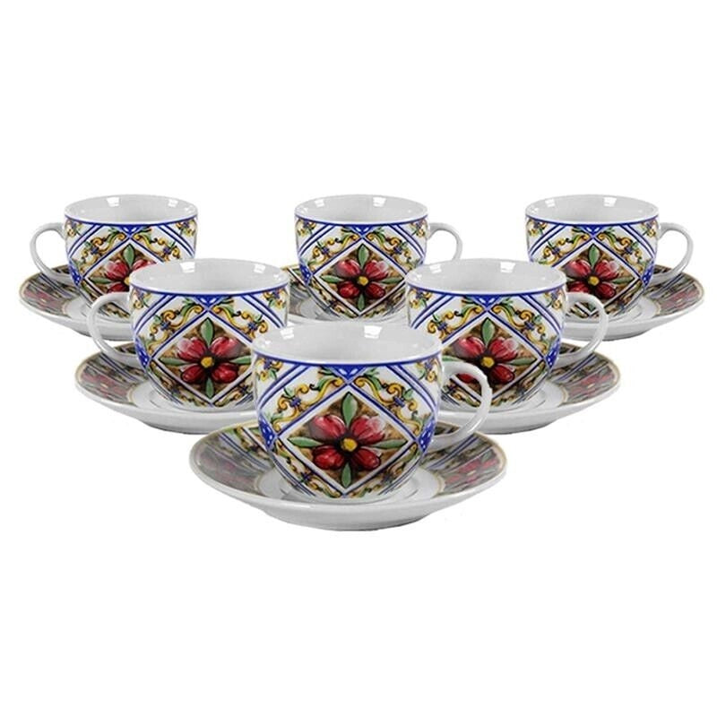 TERRA E SOLE SET DA 6 TAZZINE CON PIATTINO DA 80 ML