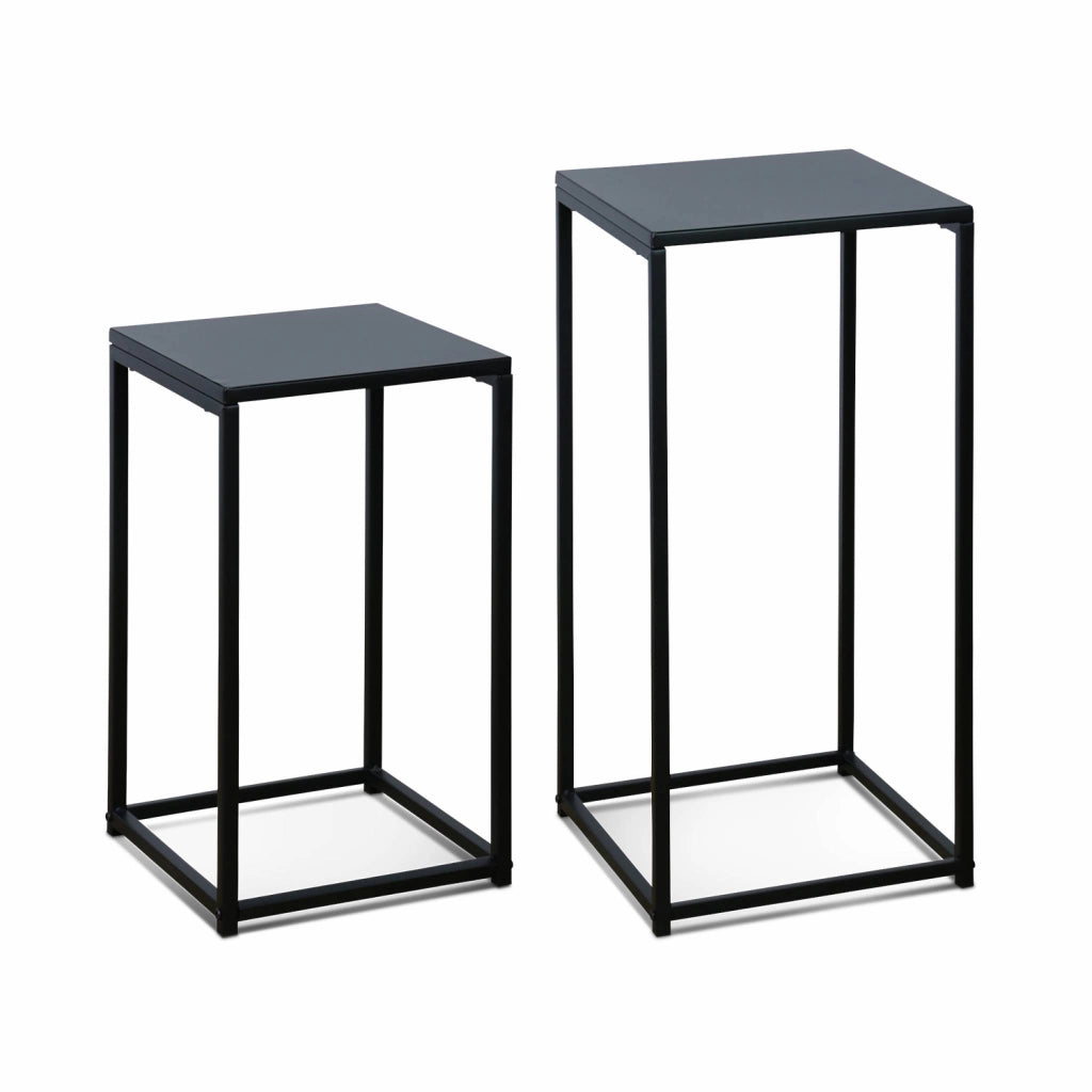 Set di 2 tavolini neri  per salotto, nero