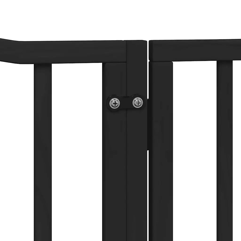 Cancello Cani Porta Pieghevole Nero 10 Pannelli 800 cm Pioppo 3155631