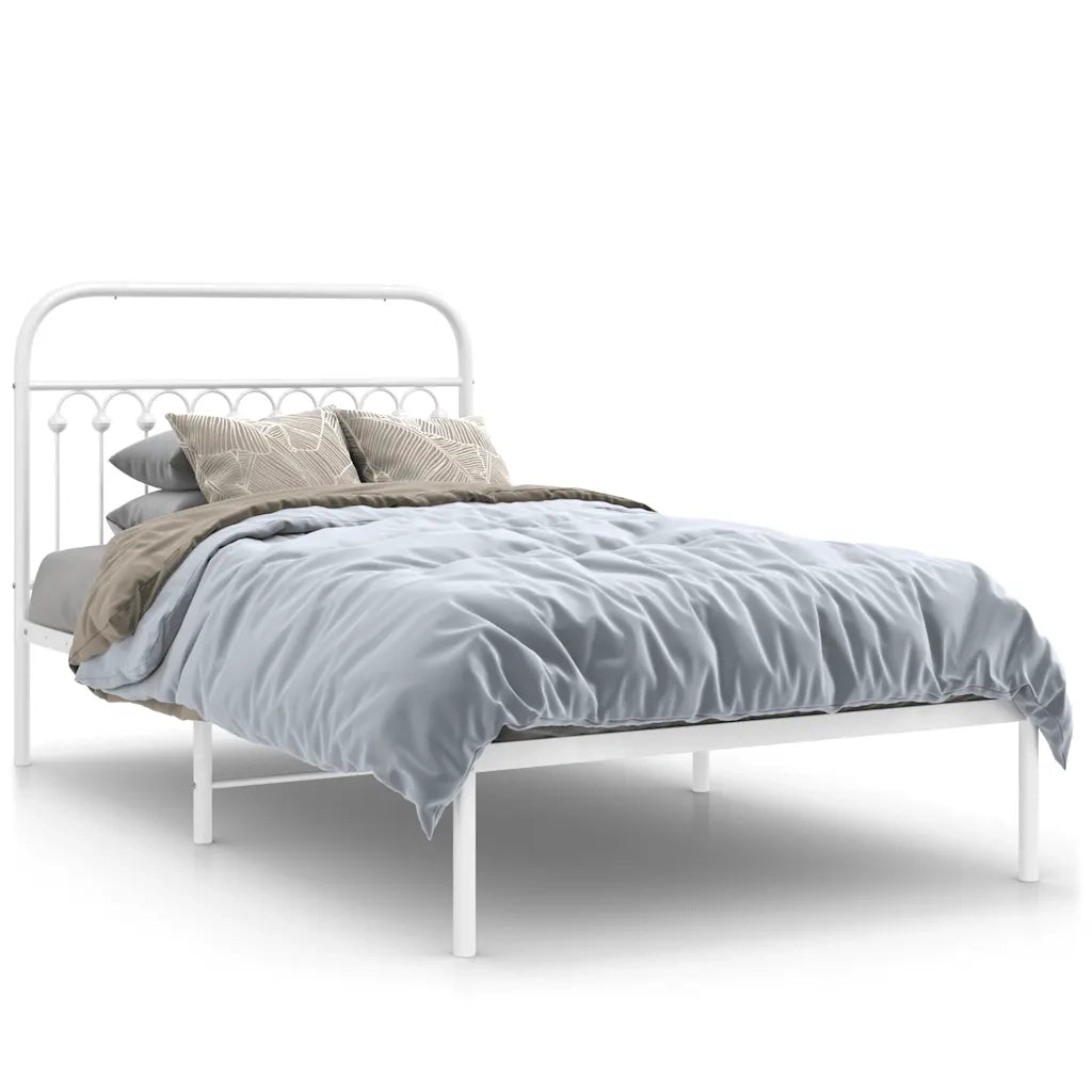 Giroletto con Testiera Metallo Bianco 107x203 cm 376645
