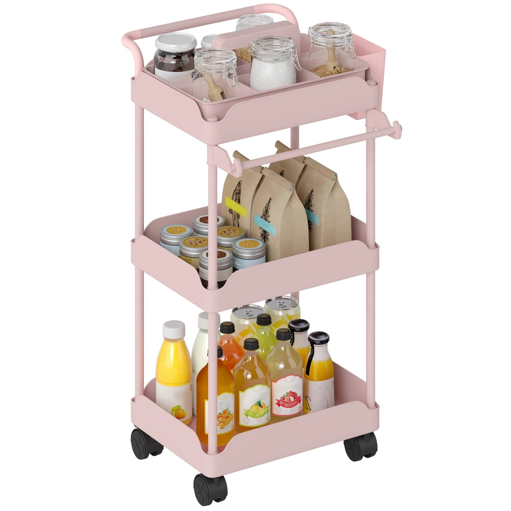 Carrello Portautensili da Cucina a 3 Livelli ¨C zephmum ¨C Rosa