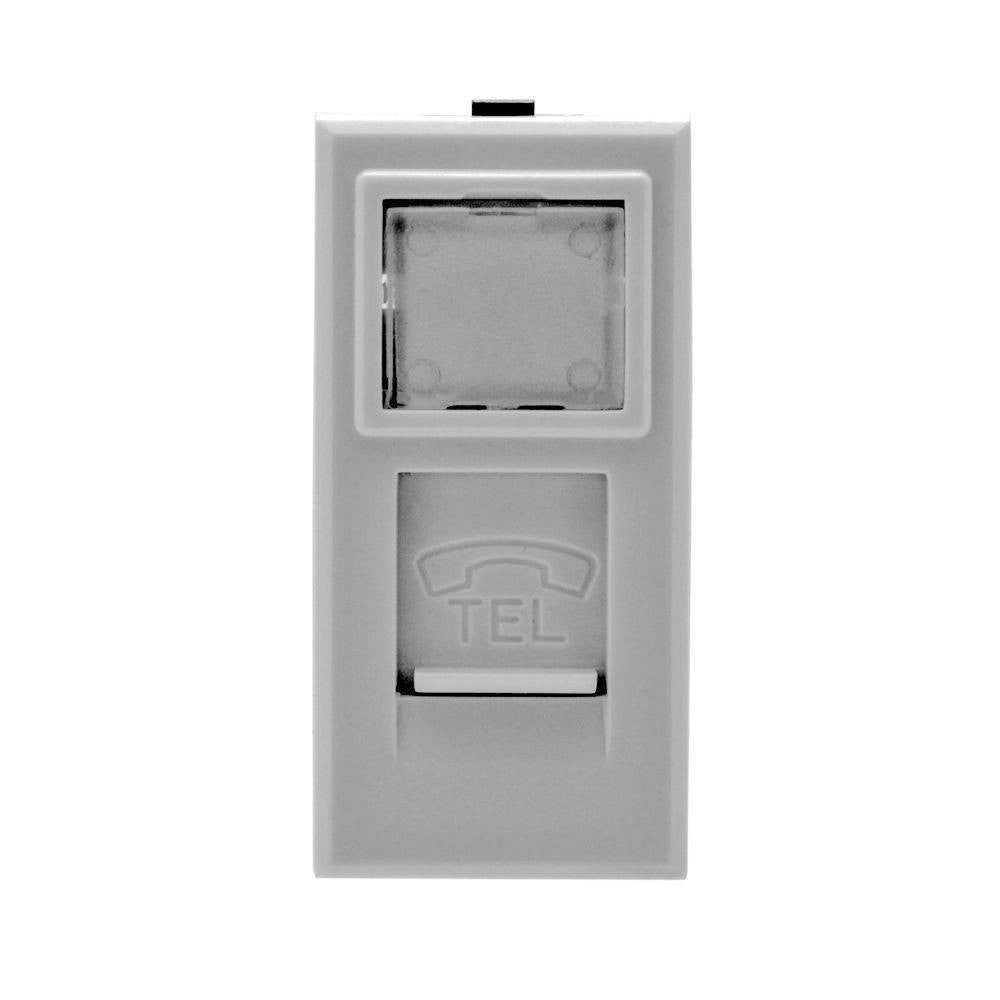 Trade Shop - Presa Telefonica Plug Rj11 Bianco Con Coperchio Compatibile Bticino Axolute -